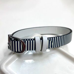 KEEP Collective White/Navy Stripe Leather Reversible Single Band